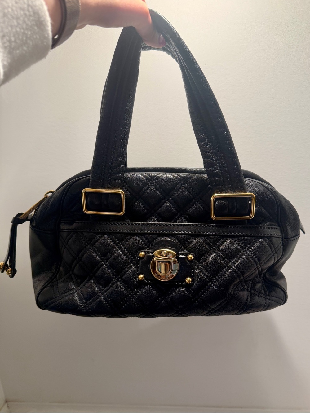 Marc Jacobs Quilted Ursula Bowler/Satchel Bag in black leather